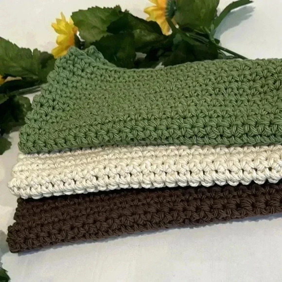 100% Cotton Handmade Washcloths - Set of 3 - Picture 3 of 12